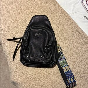 Jessica Simpson Black Sling Bag with Colorful Strap